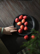 Shaped Wabi Wind Carbonized Wood Restaurant Tray Round Solid Wood Handmade Wabi Sabi Fruit Plate Jewelry Storage Plate