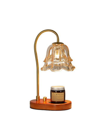 Lily of the Valley Aromatherapy Lamp Melted Wax Lamp Retro Decorative Lamp Bedroom Bedside Lamp Ambient Light Fireless Fragrance Desk Lamp · Walnut Base - Knob Switch (Free Aromatherapy * 1 + Bulb * 2)