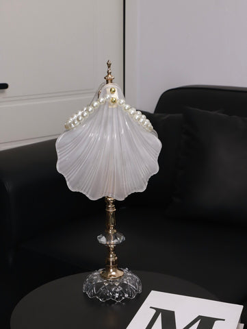 Modern light luxury crystal bedroom bedside table lamp French cream style high-end night light birthday gift · shell table lamp - three-color light