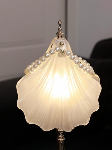 Modern light luxury crystal bedroom bedside table lamp French cream style high-end night light birthday gift · shell table lamp - three-color light
