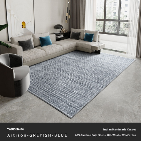 India Imported Carpet Living Room Coffee Table Blanket Bedroom Bed Handwoven Wool Carpet Solid Color Plain Antibacterial