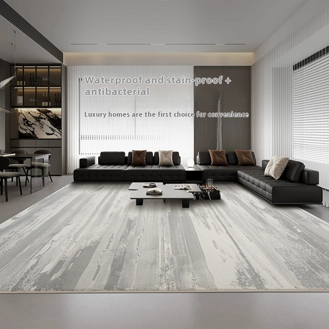 Gray carpet living room leave-in washable waterproof and non-slip 2024 new light luxury high-end bedroom thickened under the bed