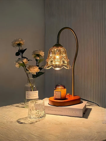 Lily of the Valley Aromatherapy Lamp Melted Wax Lamp Retro Decorative Lamp Bedroom Bedside Lamp Ambient Light Fireless Fragrance Desk Lamp · Walnut Base - Knob Switch (Free Aromatherapy * 1 + Bulb * 2)