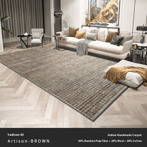 India Imported Carpet Living Room Coffee Table Blanket Bedroom Bed Handwoven Wool Carpet Solid Color Plain Antibacterial