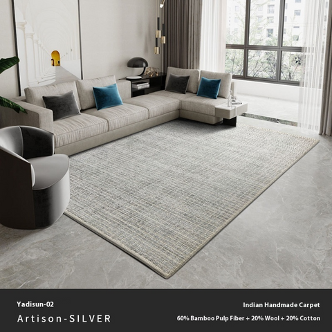 India Imported Carpet Living Room Coffee Table Blanket Bedroom Bed Handwoven Wool Carpet Solid Color Plain Antibacterial