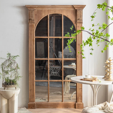 New Arrival Handmade Wooden Wall Mirror With Antique Frame Rectangle Wall Mounted Mirror for Home Wall Decoration