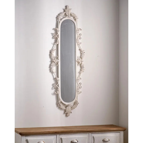 French Carved Antique Makeup Mirror White Iron Frame Wall Decor Mirror Living Room Bedroom Fireplace Bathroom Furniture Factory