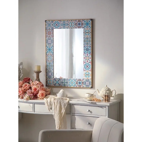 Handmade Ceramic Wall Mirror Tile with Square Frame Retro Mosaic Decorative Mirror Home Hotels Best Price Christmas Gift