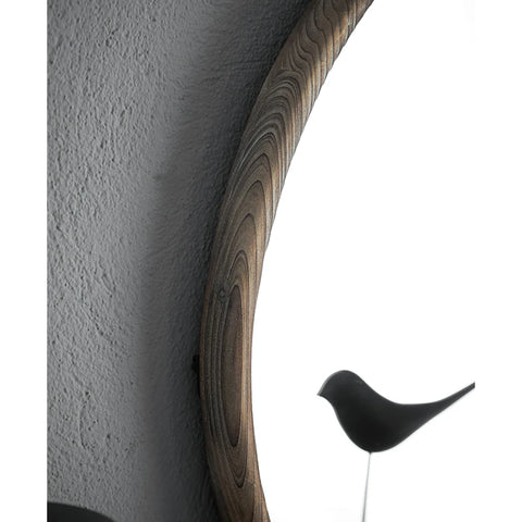 Farmhouse Wood Wall Mirror for Living Room Bedroom Bathroom Round Antique Wall Hanging Mirror for Office