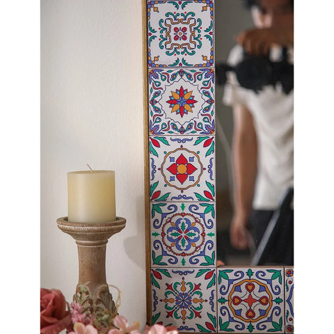 Handmade Ceramic Wall Mirror Tile with Square Frame Retro Mosaic Decorative Mirror Home Hotels Best Price Christmas Gift