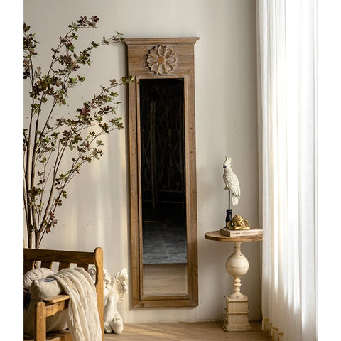 New Arrival Handmade Wooden Wall Mirror With Antique Frame Rectangle Wall Mounted Mirror for Home Wall Decoration