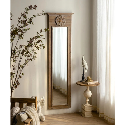 New Arrival Handmade Wooden Wall Mirror With Antique Frame Rectangle Wall Mounted Mirror for Home Wall Decoration