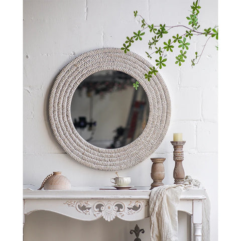 Macrame Home Round Decorative Hanging Wall Art Mirror Wall Decorations Wall Decor for Home Luxury Living Room