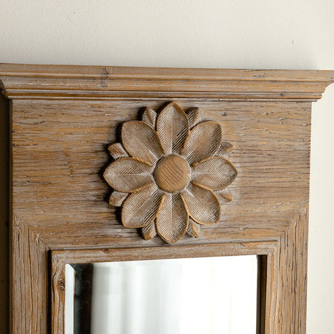 Rustic Wall Mirror Farmhouse Frame Wood Long Wall Mirror Rectangle Antique Decor Hanging Mirror for Bathroom