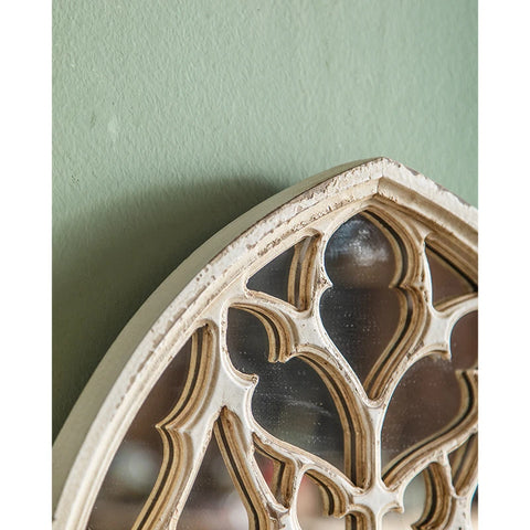 European-Style Arch Mirror Wood Carved Bedroom and Living Room Decorative Wall Hanging Mirror for Home