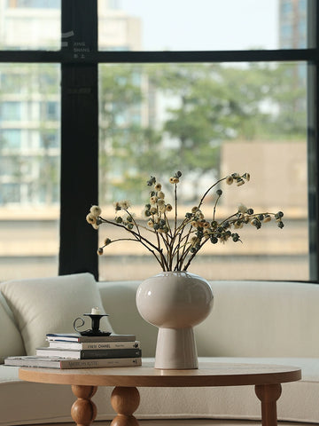 Shaped Cream Wind Ceramic Vase Foreign Internet Celebrity Decoration Ornament Designer Living Room Home Coffee Table Water Culture Device