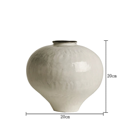 Vintage Vase Moon Jar Japanese Handmade Jingdezhen White Flower Ware Living Room Ornament