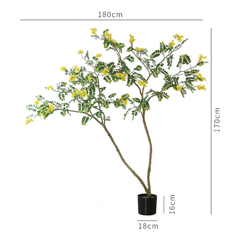 Shape on The Wabi Silent Wind Green Plant Floor Flower Device Solid Wood Whole Digging Flower Barrel B & B Retro Large Vase Decorative Ornament