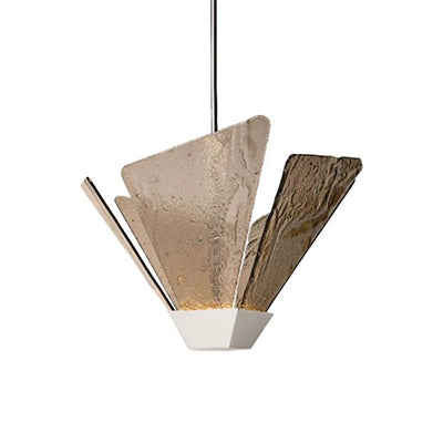 Fan Chandelier SHARD Antique Copper Snowflake Stone Glass Club Restaurant Light, Villa Bar Decorative Light