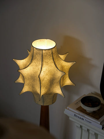 Middle and Ancient Silk Desk Lamp Retro Solid Wood Floor Lamp Living Room Next To Sofa Study Tea Room Wabi-sandy Lamp