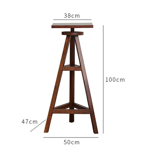 Shape Medieval Flower Stand Tripod Solid Wood Base Double-layer Storage Living Room Model House Bed and Breakfast Floor Sculpture Table Flower Table
