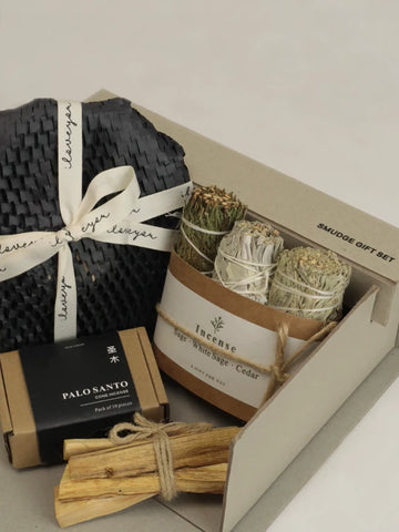 Mailahome Grass Cane Gift Box Aromatherapy Fragrance Cedarwood Peruvian Sacred Wood White Sage Blue Sage