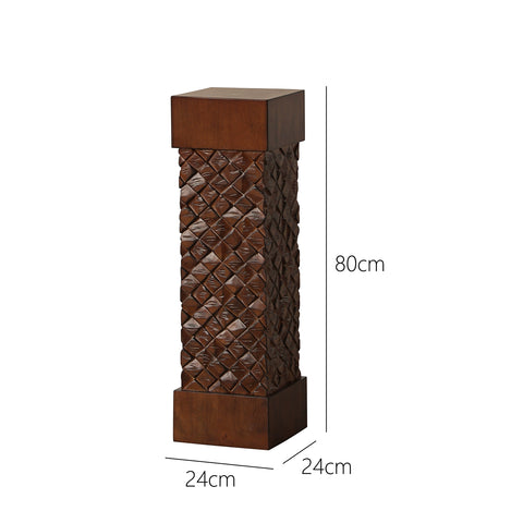 Solid Wood Pier Flower Stand Base Sculpture Artwork Ornament B & B Hotel Floor-to-ceiling Entrance Decorative Table Pillar
