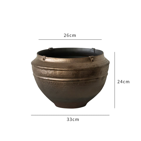 Shape on The Wabi, Wind Shine Mountain White Simulation Green Plant Tea Room Guest Dining Room Bonsai Rust Ceramic Vase Living Room Ornament