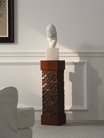 Solid Wood Pier Flower Stand Base Sculpture Artwork Ornament B & B Hotel Floor-to-ceiling Entrance Decorative Table Pillar