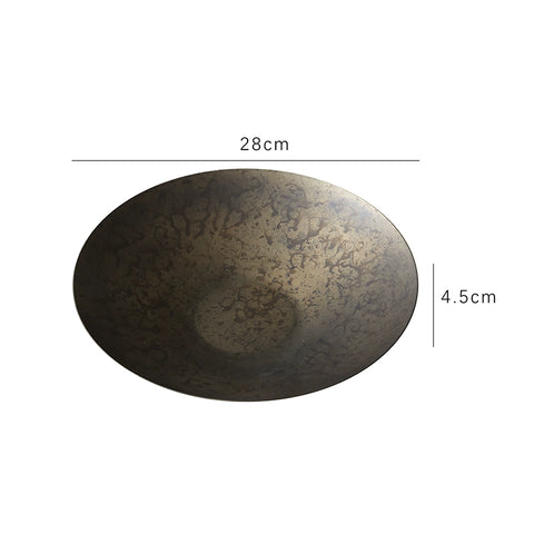 Shaped Brass Fruit Plate Wabi Sabi Medieval Living Room Dining Table Ornament Model House Sales Office Entrance Desktop Decoration