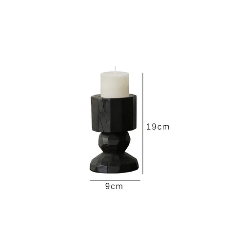 Shape Wabi-sabi Wabi-sabi Carbonized Wood Candlestick Solid Wood Geometric Modeling Candle Cup Candlelight Dinner Table Ornament