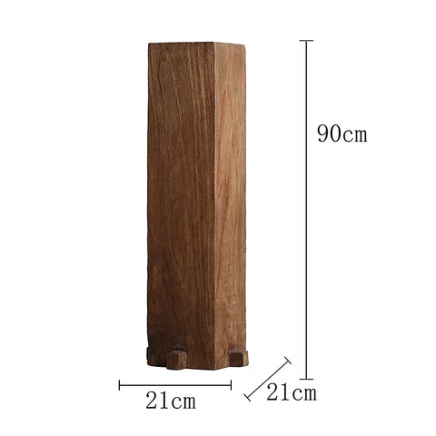 Supershaped Wabi-sabi Style Solid Wood Pier Base Pillar Feng Zheyuan Vase Living Room Entrance Wood Carving Chinoiserie Landscaping Ornaments