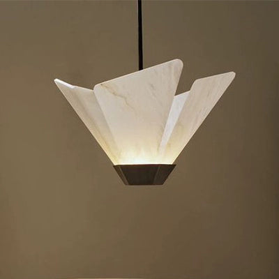 Fan Chandelier SHARD Antique Copper Snowflake Stone Glass Club Restaurant Light, Villa Bar Decorative Light