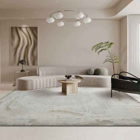 Cream Wind Carpet Living Room Green Coffee Table Blanket Geometric Pattern Modern Simple High-grade Light Luxury Short Hair Blended Blanket Surface