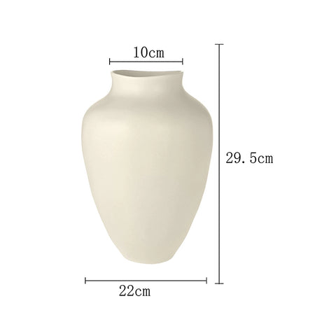 Shape French Ceramic Vase Japanese Home Living Room Flower Arrangement Hydroponic Retro White Ins Flower Ornament