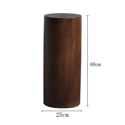 Shape on The Wabi-sandy Wind Solid Wood Base Round Medieval Style Sculpture Table Japanese-style Home Camphor Wood Pier Floor Ornament