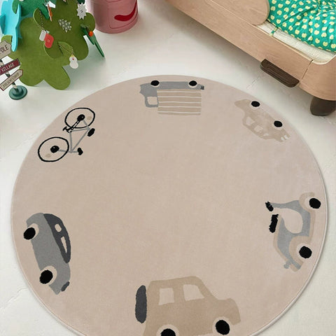 Round carpet children waterproof leave-in washable bedroom reading area under desk boys and girls thickened crawling mat cartoon