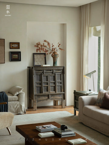 Antique Chinese Warp Cabinet\ Ming and Qing Classical Wabi Sanfeng Entrance Cabinet Living Room Locker Decorative Cabinet