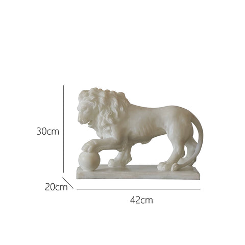 Supershaped White Jade "lion of Composure" Artistic Lion with Embroidered Ball Sculpture As A Housewarming Gift