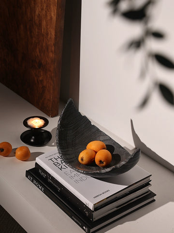 Wabi-sabi Wind Carbonized Wood Fruit Plate Japanese-style Homestay Home Tea Room Snack Storage Incomplete Wooden Desktop Decoration Ornament