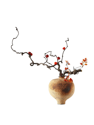 Shape Wabi-sabi Wind Floral Art Feng Zheyuan Retro Rough Ceramic Small Foot Vase Japanese Flower Ware Decorative Ornament Pottery Pot