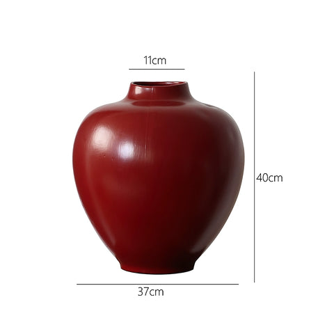 Medium-ancient Style Carmine in Shape, Large Jar, Vase, Retro Solid Wood Base, Floor-to-ceiling Decoration in The Sales Office