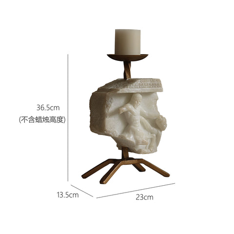 French Classical Sculpture Fragment Candle Holder Medieval Imitation Jade Retro Candle Cup Candlelight Atmosphere Decorative Ornament