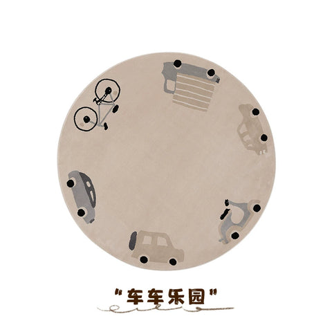 Round carpet children waterproof leave-in washable bedroom reading area under desk boys and girls thickened crawling mat cartoon