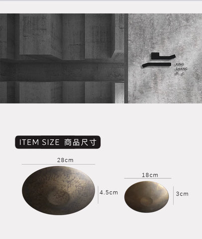 Shaped Brass Fruit Plate Wabi Sabi Medieval Living Room Dining Table Ornament Model House Sales Office Entrance Desktop Decoration