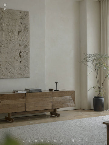 Japanese Wabi-Sabi TV Cabinet Guesthouse & Hotel Designer Vintage Living Room Japanese Solid Wood Furniture
