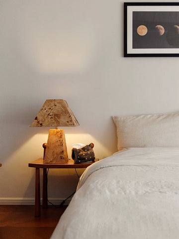 Supernatural Retro Tree Burl Wood Veneer Art Table Lamp B&b Hotel House Mid-century Old Money Style Atmosphere Lamp Desktop Ornament