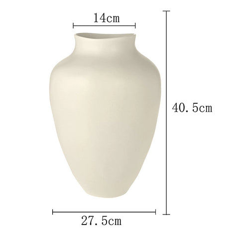 Shape French Ceramic Vase Japanese Home Living Room Flower Arrangement Hydroponic Retro White Ins Flower Ornament