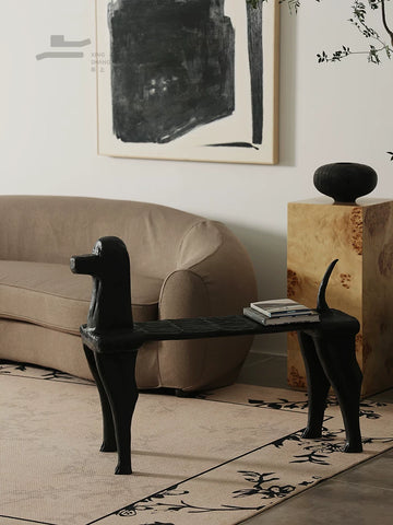 Supershaped Stephen Dog Shoe Changing Stool Retro Entrance Stool Ornament Bench Bed End Stool Medieval Style Solid Wood Bench