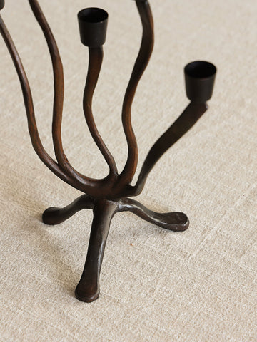 Shaped French Medieval Style Branch-shaped Multi-head Candlestick Black Retro Cast Iron Art Candlelight Atmosphere Ornament